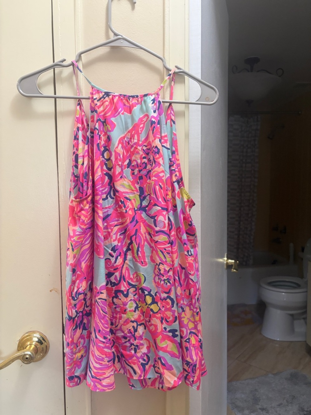 Lilly Pulitzer Pink Multi Floral Ruffle Halter Tank - Picture 2 of 2